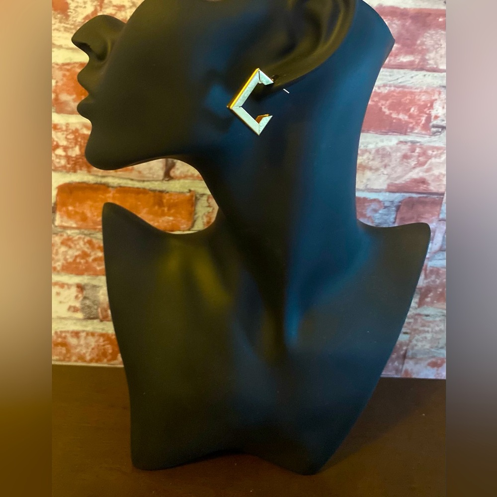 Geometric Square Gold Hoop Earrings - NWOT